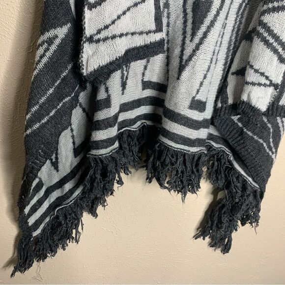 San lorenzo open front fringe wool alpaca sleeveless cardigan gray - Picture 4 of 10